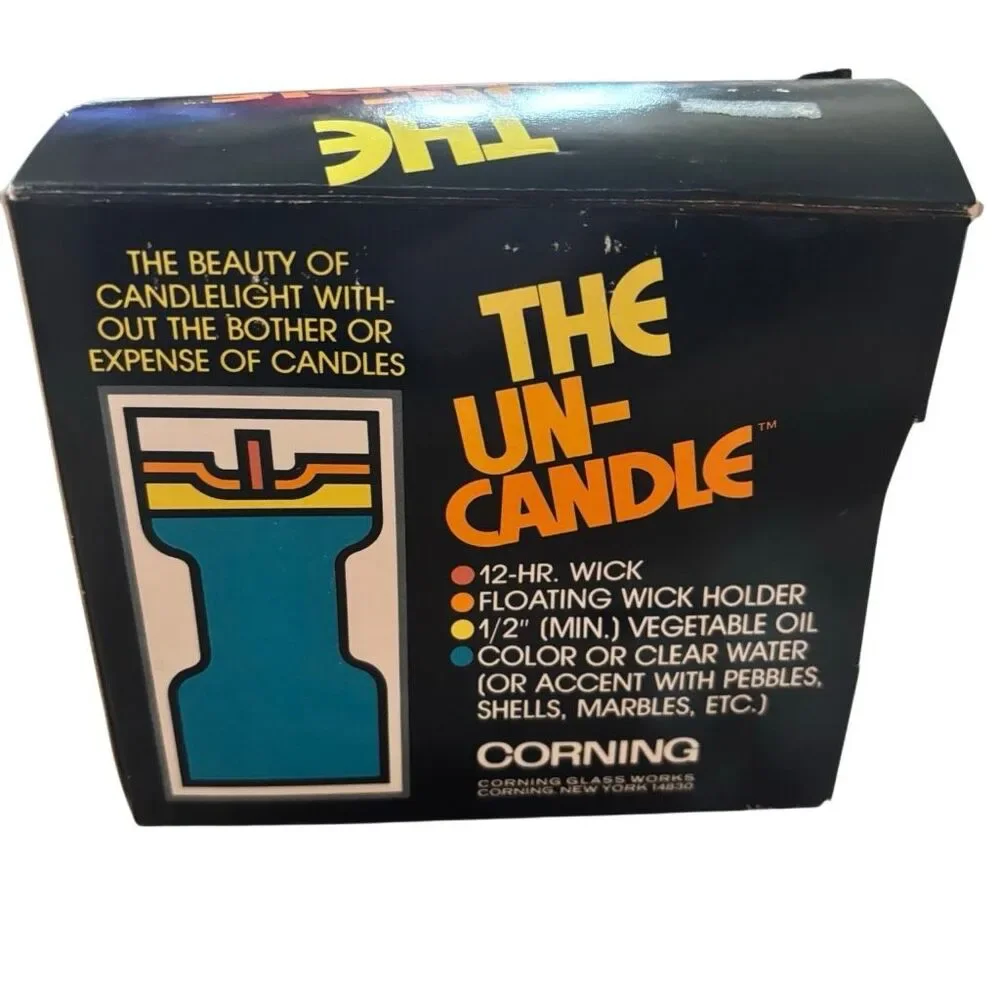 Vintage Corning The Un-Candle Floating Set Boxed (1 Holder + Wicks)